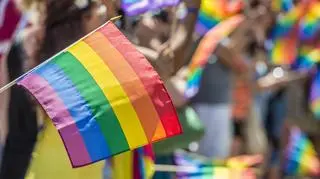 tęczowe flagi na paradzie równości