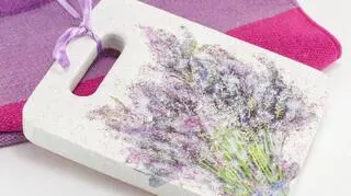 deskadrewniana ozdobiona decoupage lawenda