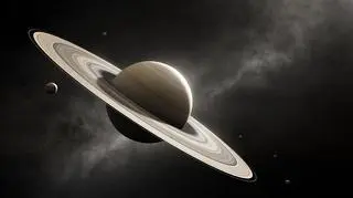 Saturn i kilka jego księżyców