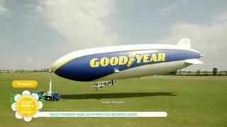 Legendarny sterowiec Goodyear Blimp na polskim niebie. To jeden z największych takich obiektów na świecie