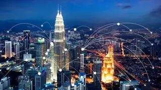 Miasto nocą schemat sieci