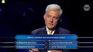 Milionerzy. Pytanie: Który z poetów był karmicielem wszy. 