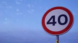 Znak ograniczenia prędkości do 40 km/h.