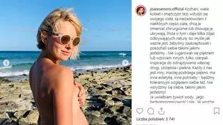 Joanna Moro topless na plaży. Screen z Instagrama 
