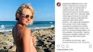 Joanna Moro topless na plaży. Screen z Instagrama 