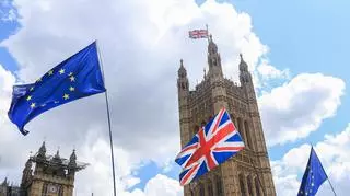 Flagi Wielkiej Brytanii i Unii Europejskiej 