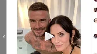 Courtney Cox i David Beckham w jacuzzi