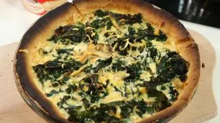 Tarta z bobem, pieczarkami i serem pleśniowym - przepis Natalii Maszkowskiej