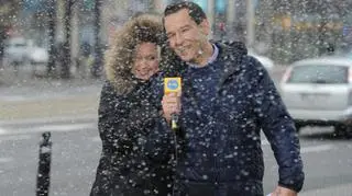 Jolanta Pieńkowska i Robert Kantereit w śniegu 