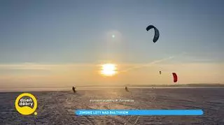 Snowkite na zamarzniętym Bałtyku. "Znajomość wiatru to podstawa"