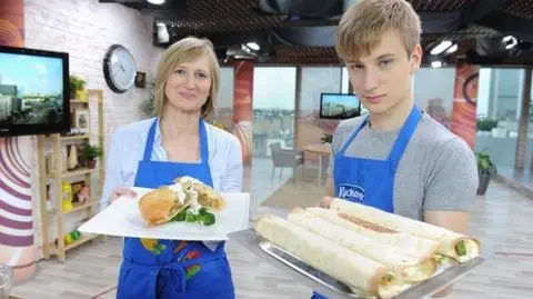 Tortilla, łosoś i wieprzowina