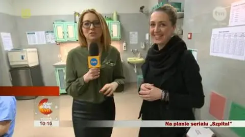 Burzyńska na planie serialu "Szpital"