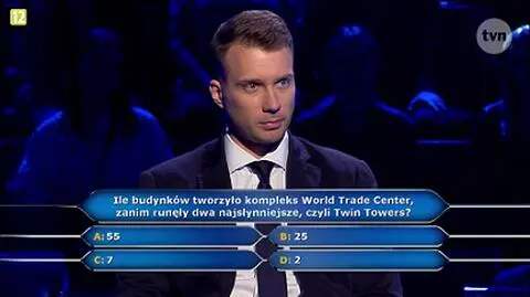 Milionerzy: Ile budynków tworzyło kompleks World Trade Center? Pytanie za 5000 zł