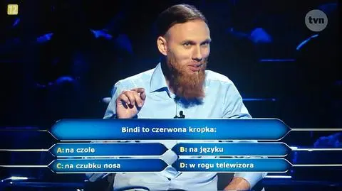Milionerzy: Bindi to czerwona kropka... Pytanie za 10 000 zł