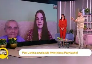 Szyjąca maseczki 96-letnia Janina Szelewska laureatką kwietniowej Pozytywki.