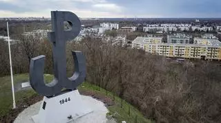 Symbole Powstania Warszawskiego – kotwica, godzina "W" i pomnik Małego Powstańca