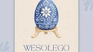 Kartka wielkanocna: niebieska pisanka