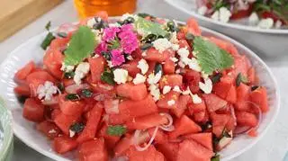Sałatka z arbuza, z serem feta i miętą