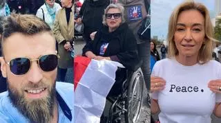 Gwiazdy na marszu Miliona Serc. Krystyna Janda na wózku inwalidzkim 