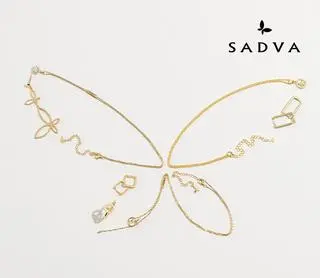 SADVA - Motyl, biżuteria z Motylem, naszyjnik pozłacany, kolczyki pozłacane