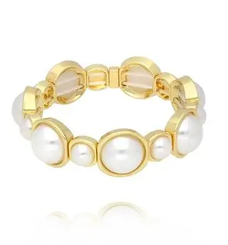 Bransoletka z dużymi i małymi perłami w złotych oprawach BCR0026