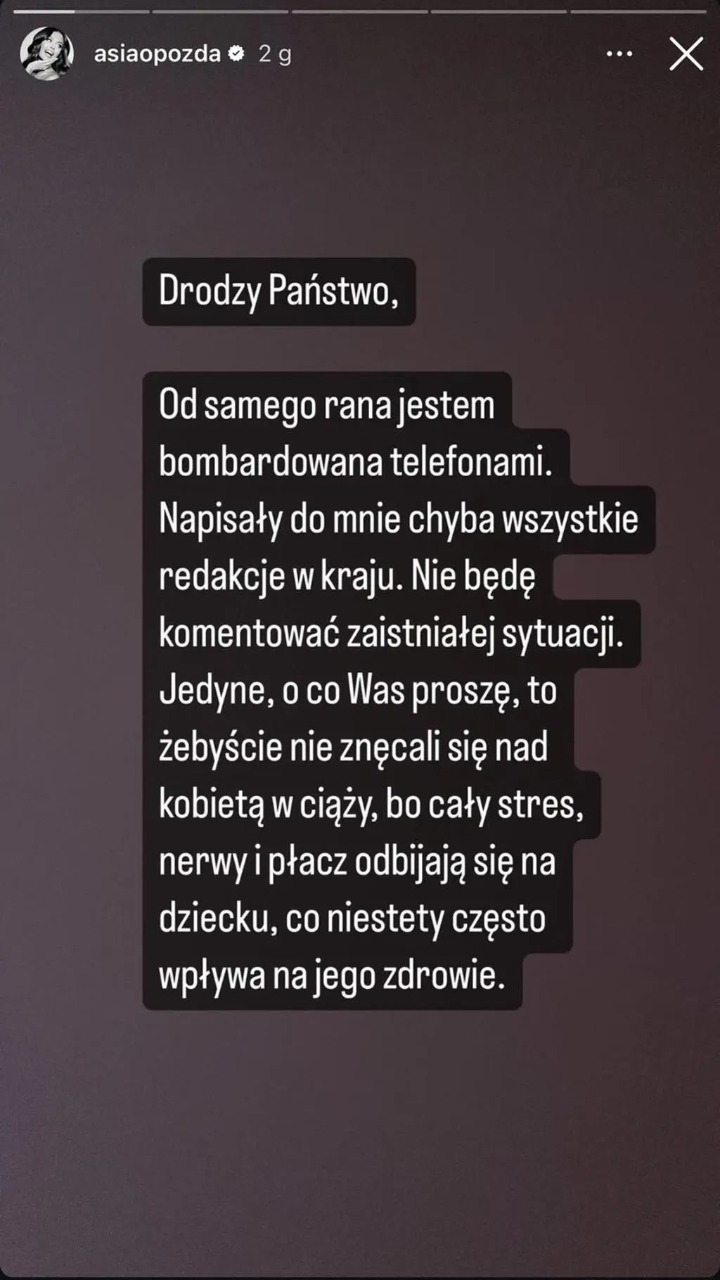 Oświadczenie Joanny Opozdy 