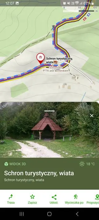 Wybór noclegu w aplikacji Mapy.com
