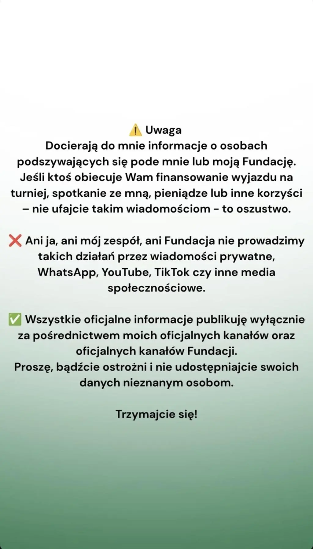 Iga Świątek wydała oświadczenie