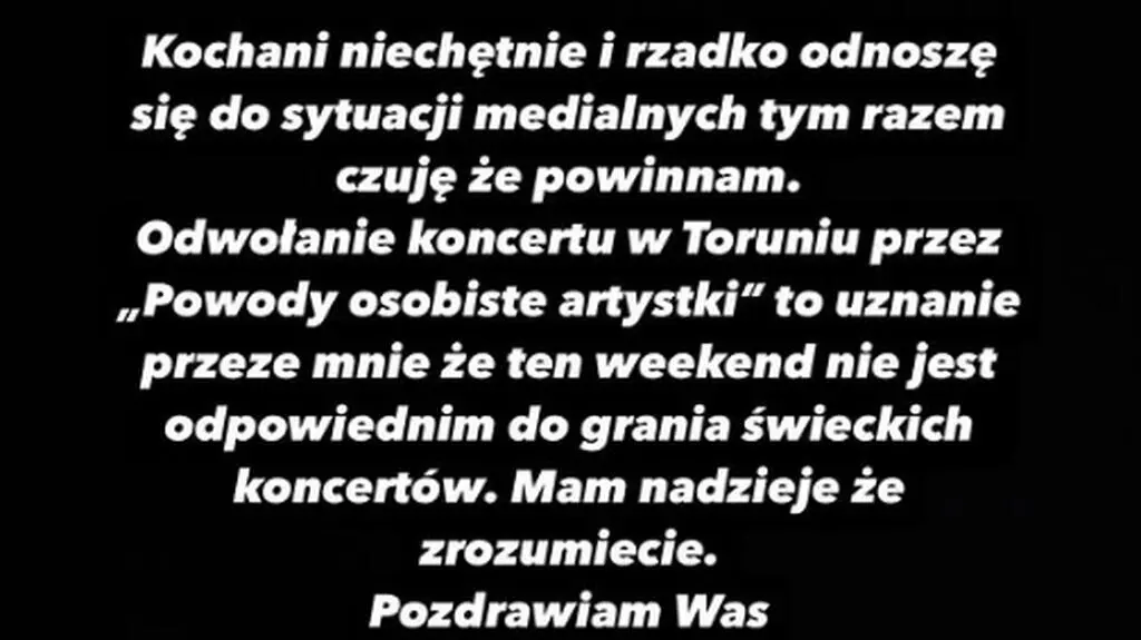 Artystka odwołała koncert z powodu żałoby po śmierci papieża Franciszka