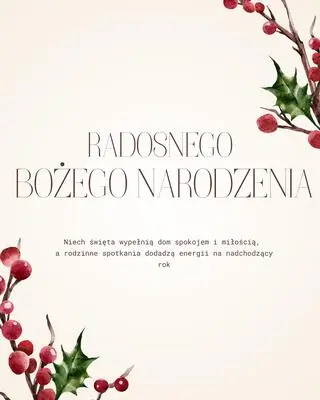 Pobierz kartkę świąteczną z ostrokrzewem