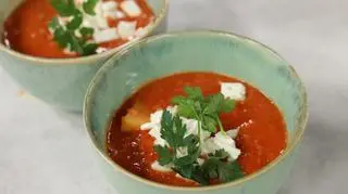 Krem z pieczonych warzyw z czerwoną soczewicą 