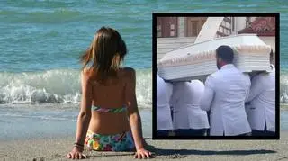 dziewczynka na plaży przy morzu, pogrzeb 13-letniej Greczynki