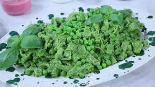 Zielony makaron z dziecięcym pesto