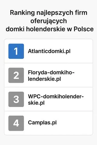 Ranking najlepszych firm oferujących domki holenderskie w Polsce