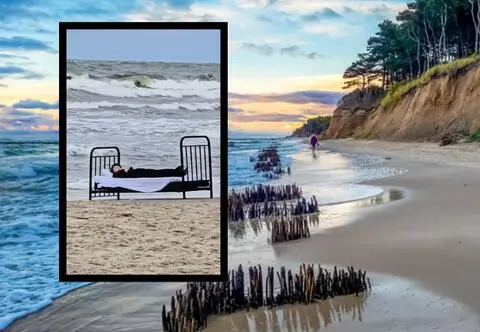 Zaskakujący widok nad Bałtykiem. Co na plaży robiło łóżko? 