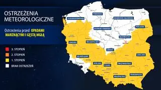 mapa z ostrzeżeniami