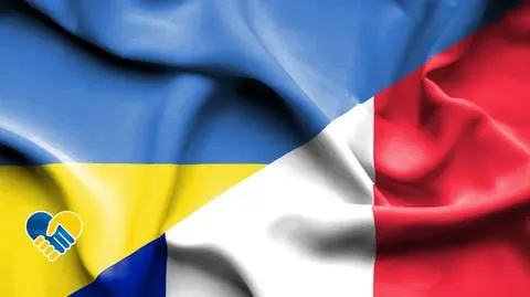 Flaga Ukrainy i Francji