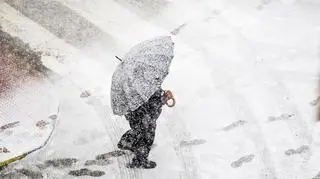śnieg, zima, parasol