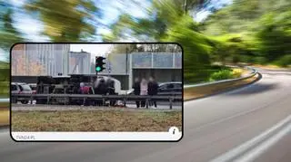 Bus, który wiózł dzieci na mecz, przewrócił się na bok