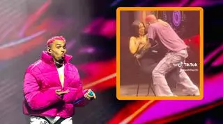 Chris Brown zatańczył na kolanach fanki. Partner kobiety nie wytrzymał
