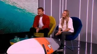 Rodzeństwo Wolińskich na fali 