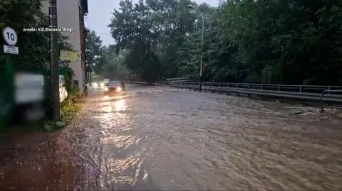 Bielsko-Biała pod wodą. "Takiego deszczu nie widziano od 10 lat"