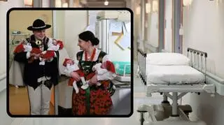 Kraków. Nowo narodzone czworaczki wyszły ze szpitala w góralskich strojach