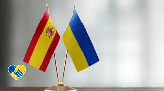 Flaga Hiszpanii i Ukrainy 
