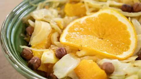 Fenkuł z pomarańczami i halibutem