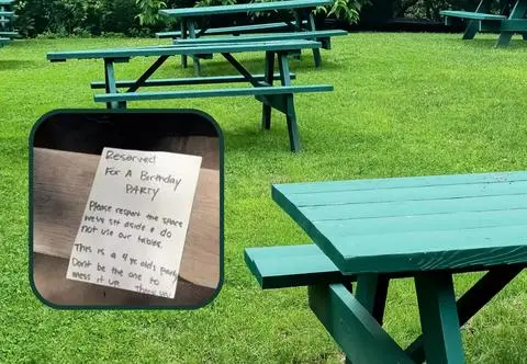 Rodzice "zarezerwowali" ławki w parku. Pozostawiona przez nich wiadomość zbulwersowała innych