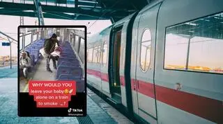 Ojciec zostawił niemowlę w pociągu. Kamery nagrały reakcję innego pasażera