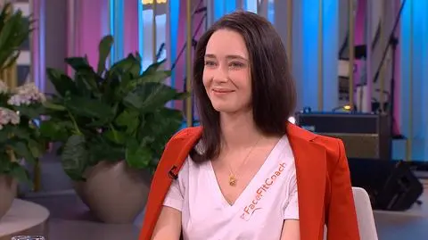 Kateryna Atamanova w studiu Dzień Dobry TVN. Facefitness. Gimnastyka twarzy.