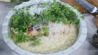 Pierś kurczaka z pastą miso, cytrusami i tymiankiem na parmezanowym risotto