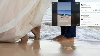 Wzięli ślub na zatłoczonej plaży. Komentarze w sieci: "I potem zdjęcia z parawanami"